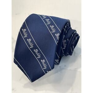 Vintage Baskin Navy Daddy Dad Father Tie 56.5 x 4 International Polyester